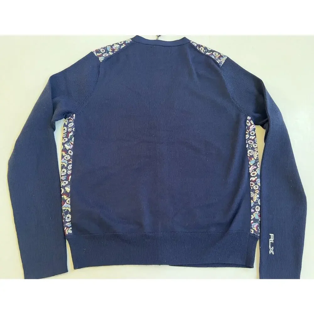RLX Ralph Lauren Women's Golf 7/15 French Navy Cardigan Sweater Size M - Picture 6 of 12